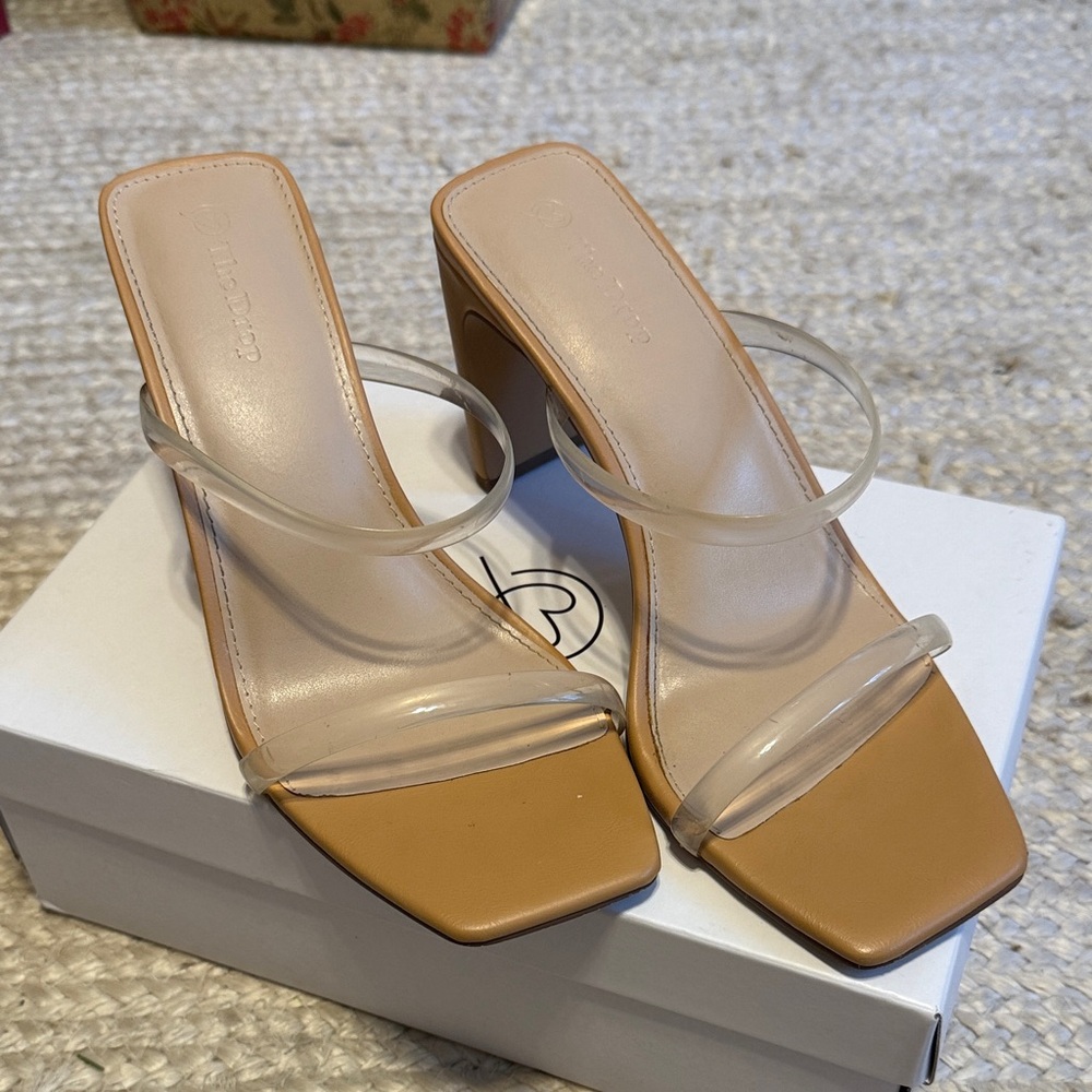 Elegant Tan and Clear Strap Heels